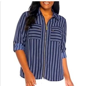 Michael Kors striped blouse sz L